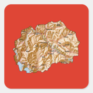 Quadrado Adesivo do mapa da Macedônia do Norte