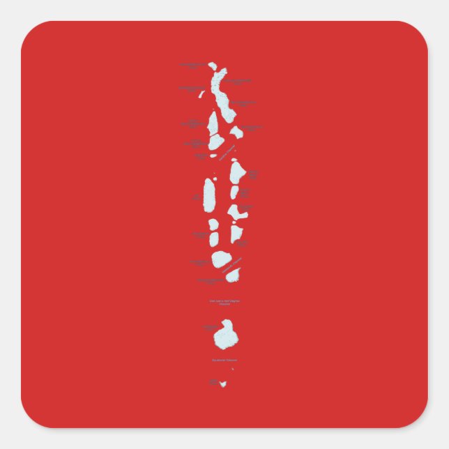 Quadrado Adesivo do Mapa das Maldivas (Frente)