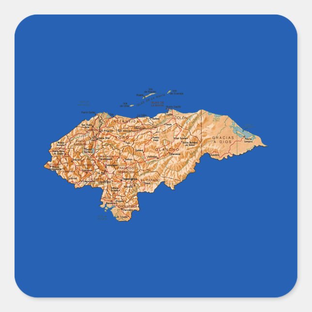 Quadrado Adesivo do Mapa de Honduras (Frente)