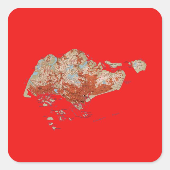 Quadrado Adesivo do Mapa de Singapura (Frente)