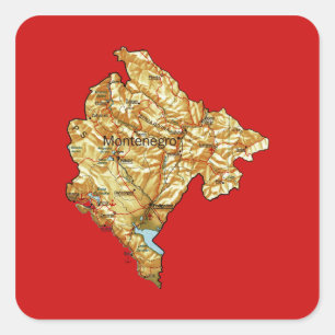 Quadrado Adesivo do Mapa do Montenegro