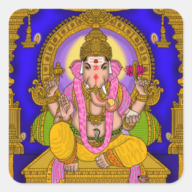 Quadrado Adesivo do Senhor Ganesha (Frente)