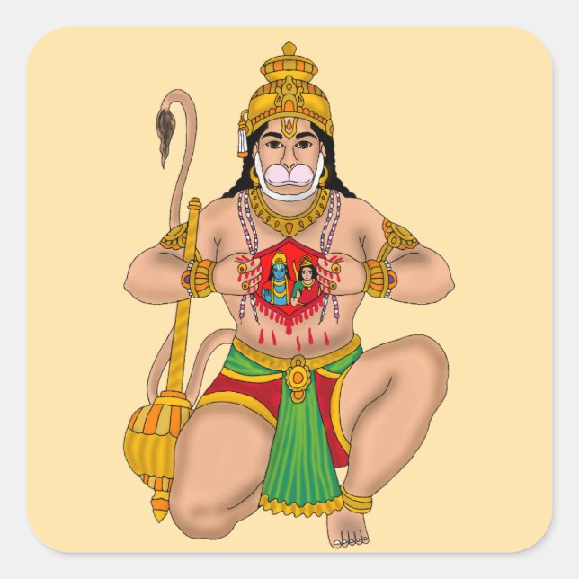 Quadrado Adesivo do Senhor Hanuman (Frente)