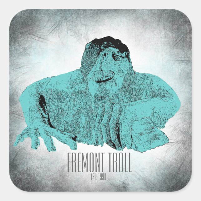 Quadrado Adesivo do Troll Fremont de Seattle (Frente)