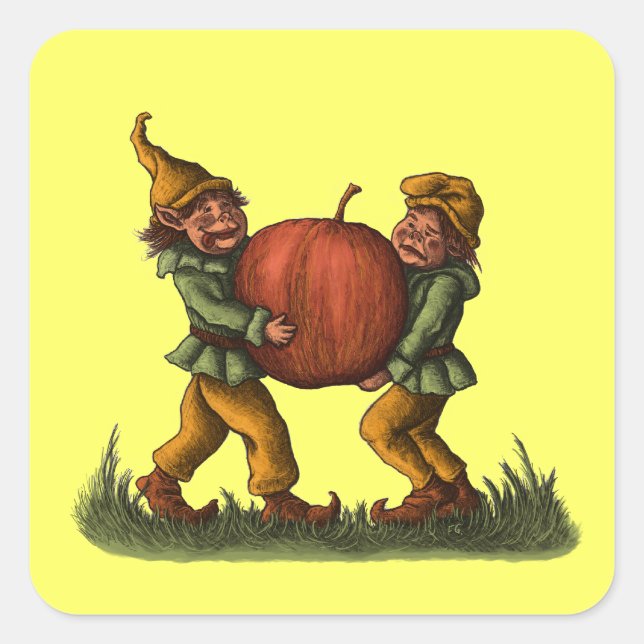 Quadrado adesivo dos gnomos de maçã (Frente)