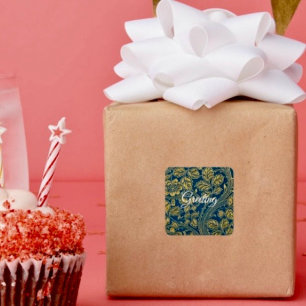 Quadrado Adesivo Elegância Azul Dourado