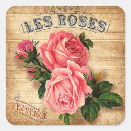 Quadrado Adesivo elegante de rosas florais rosa vintage