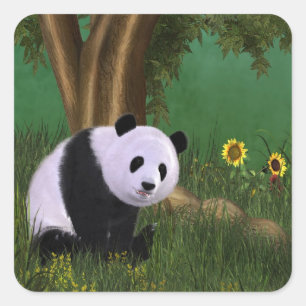 Quadrado Adesivo em Panda