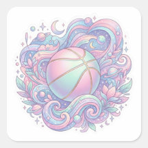 Adesivo Estético de Basquete Espacial Pastel