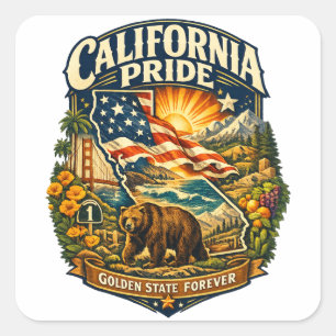 Quadrado Adesivo Eterno Orgulho Califórnia Golden State