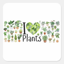 Quadrado Adesivo Eu Amo Plantas