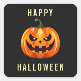 Quadrado Adesivo Feliz Halloween - Abóbora Assustadora