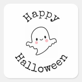 Quadrado Adesivo Feliz Halloween - Fantasma Kawaii Fofo