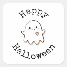 Quadrado Adesivo Feliz Halloween - Fantasma Kawaii Fofo
