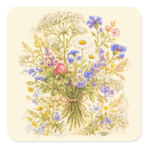 Adesivo Floral Aquarela de Buquê de Flores Silvest