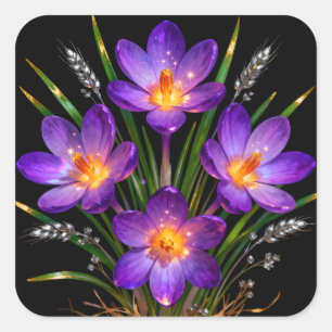 Quadrado Adesivo Floral Crocus Roxo