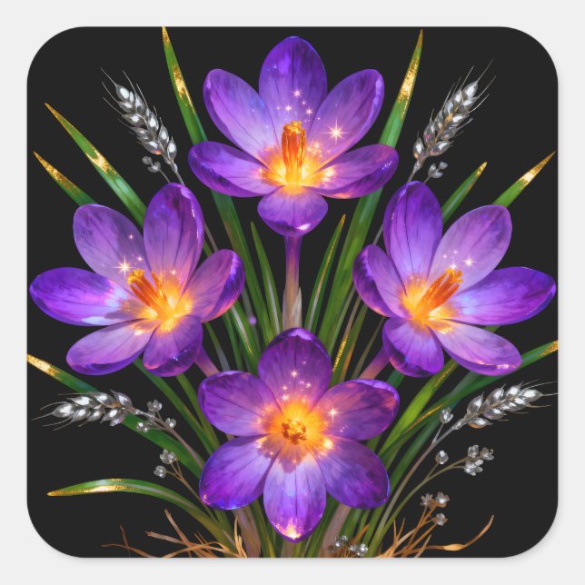 Quadrado Adesivo Floral Crocus Roxo (Frente)