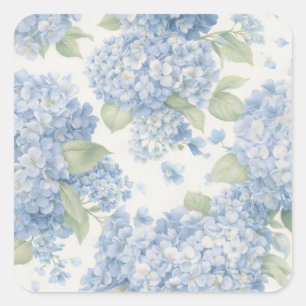 Quadrado Adesivo Floral Hortênsia Azul • Presente Costeiro