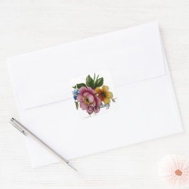 Quadrado Adesivo Floral Inspirado em Porcelana