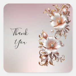 Quadrado Adesivo Floral Rosa Decorativo
