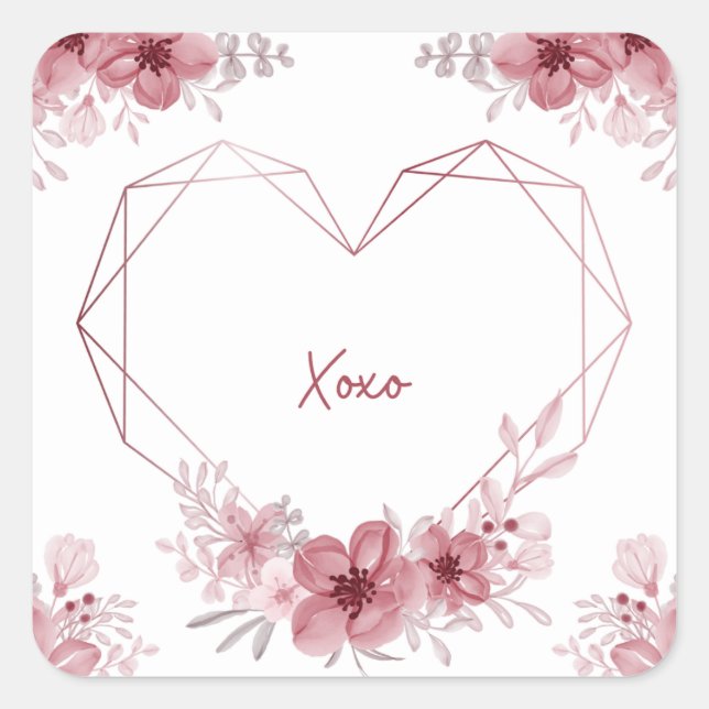 Quadrado adesivo floral xoxo (Frente)