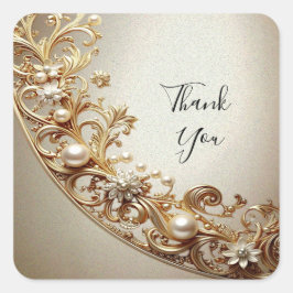 Quadrado Adesivo Floreio Dourado Ornamentado