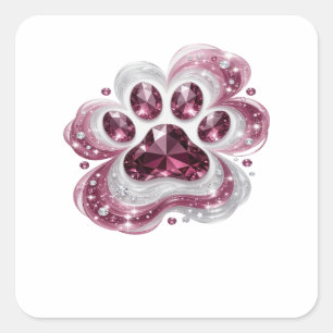 Quadrado Adesivo Gráfico de PAW de DIAMANTE ROSA Prata Orig