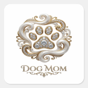 Quadrado Adesivo Impressão Mãe de Cachorro Dourado Fofo