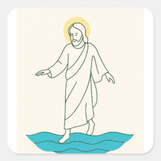 Quadrado Adesivo Jesus Andando sobre a Água