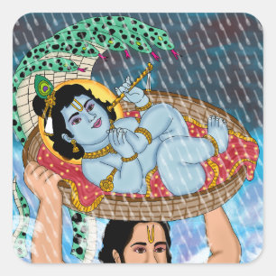 Quadrado Adesivo Krishna & Vasudeva