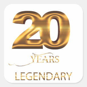 Quadrado Adesivo lendário de 20 anos