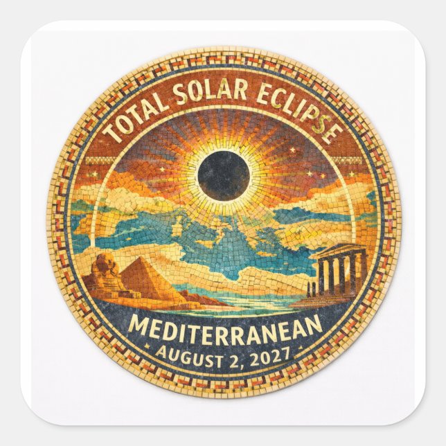 Quadrado Adesivo Mosaic  Eclipse Total do Sol 2027 (Frente)