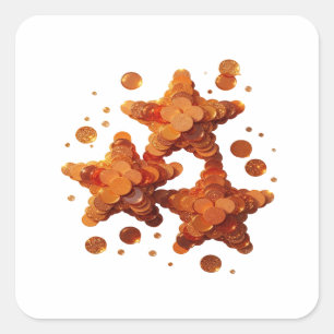 Quadrado Adesivo Motivo ESTRELAS DOURADAS Laranja Esbelto