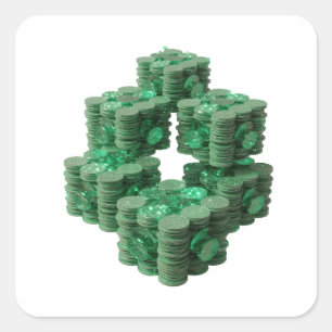 Quadrado Adesivo Motivo Moedas Verdes Únicas