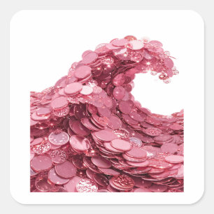 Quadrado Adesivo Motivo ONDA MOEDA ROSA Rosa Vibrante