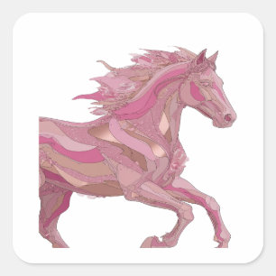 Quadrado Adesivo Motivo PINK PONY Prata Personalizado