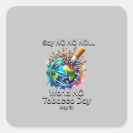 Quadrado Adesivo mundial sem cigarro