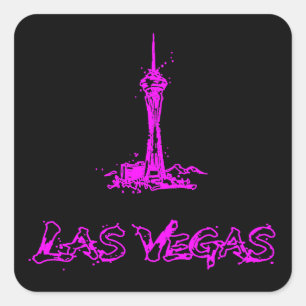 Quadrado Adesivo Neon Rosa de Las Vegas Stratosphere