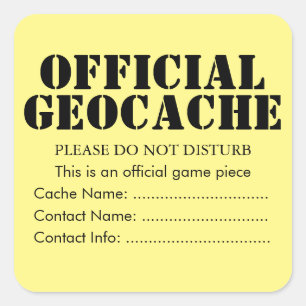 Quadrado Adesivo oficial personalizado Geocache