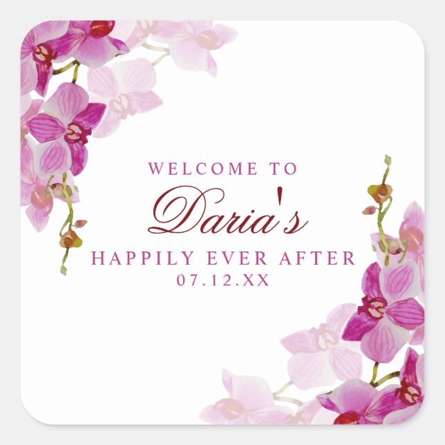 Quadrado Adesivo Orquídeo Tropical (Frente)