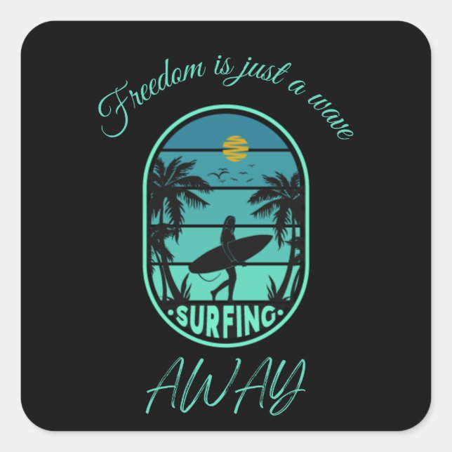 Quadrado adesivo para amante de surf (Frente)