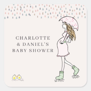 Quadrado Adesivo para Chá de Bebê de Mãe Grávida Caprichoso