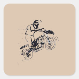 Quadrado Adesivo para Crianças com moto de terra