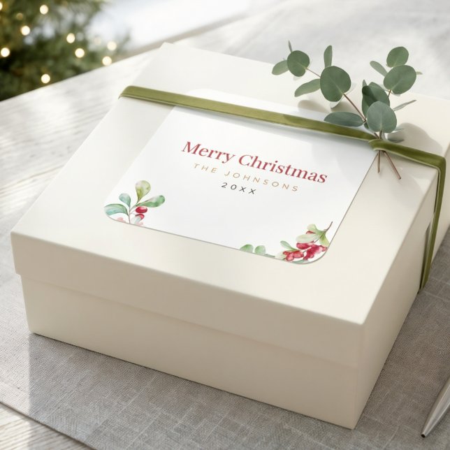 Quadrado Adesivo para Embrulho de Presente de Natal Minimal (Criador carregado)