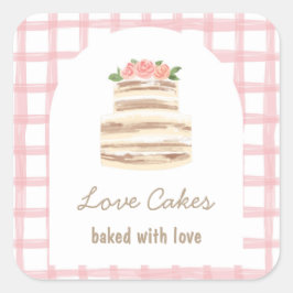 Quadrado Adesivo para Negócios de Bolo de Casamento com Nom