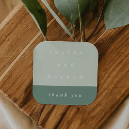 Quadrado Adesivo Personalizado de Agradecimento em Verde Mu