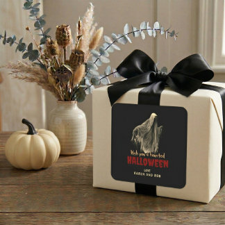 Quadrado Adesivo Personalizado de Halloween Fantasma Favor