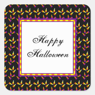 Quadrado Adesivo Personalizado de Milho Doce de Halloween