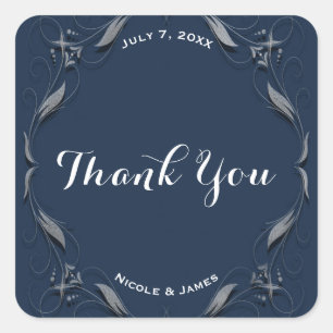 Quadrado Adesivo Personalizado Elegante de Casamento com Mo