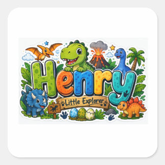 Quadrado Adesivo Personalizado Henry Explorador Dinossauro